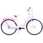 Mestský bicykel 28" Kozbike K19 3 prevodový Bielo-ružový biele kolesá